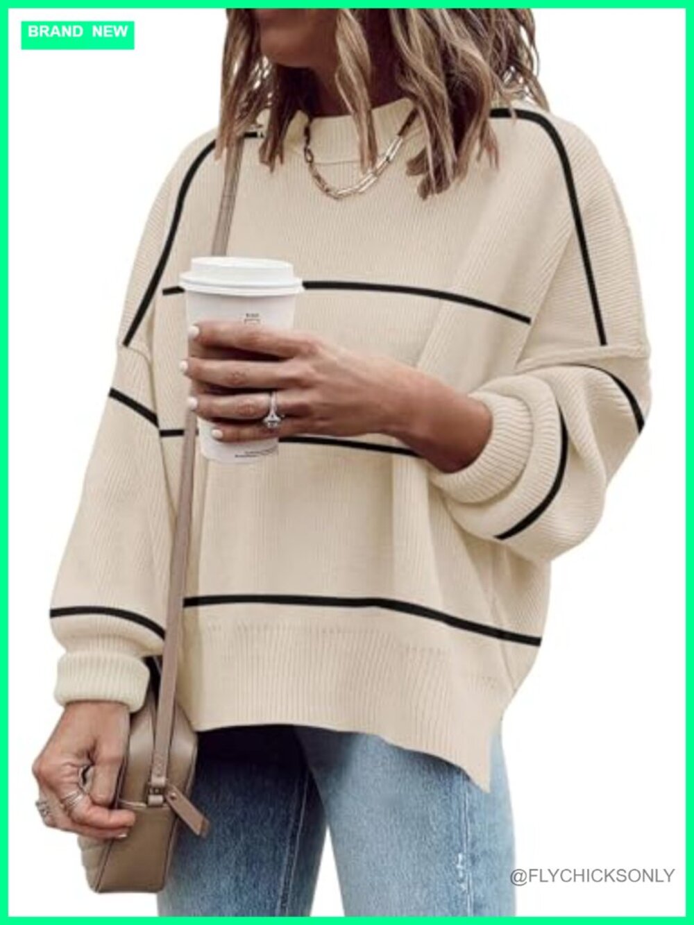 Womens Oversized Ribbed Pullover Sweater Side Slit Mock Neck Fall